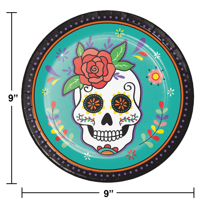 Party Decorations Dia de Muertos Paper Plates, 8 per Pkg