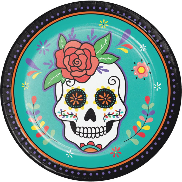 Party Decorations Dia de Muertos Paper Plates, 8 per Pkg