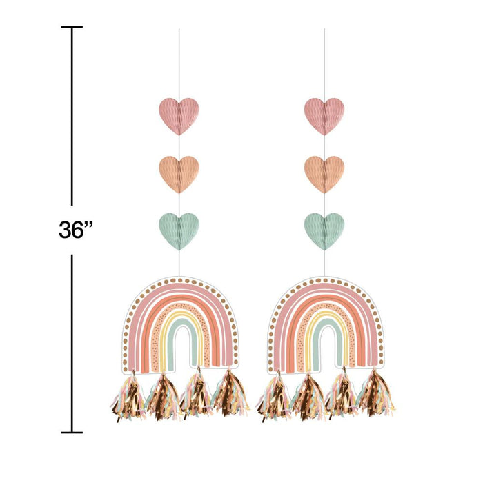 Party Decorations Boho Rainbow Hanging Cutouts w/ Tassels 2ct