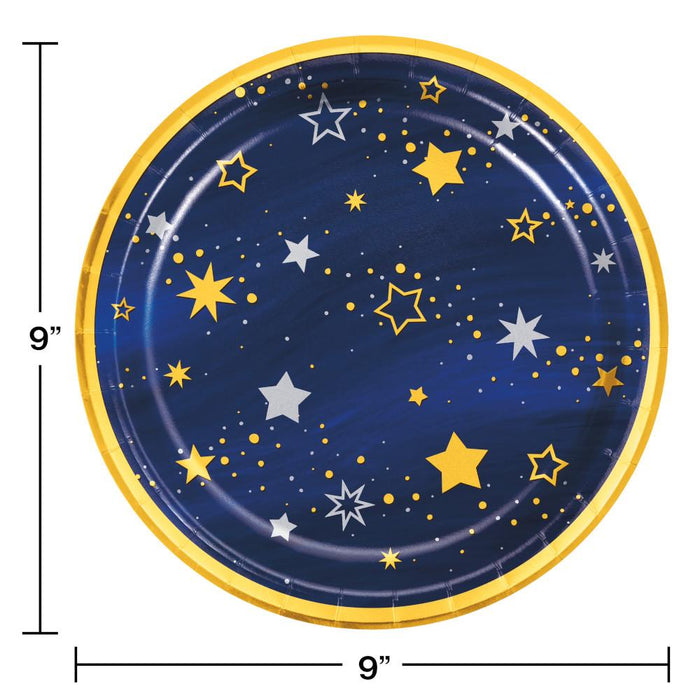 Party Decorations Starry Night Dinner Plate, Stars, Foil 8ct