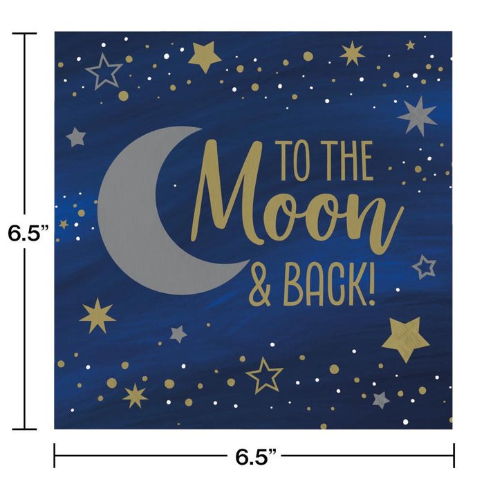 Party Decorations Starry Night Luncheon Napkin, Moon and Back 16ct