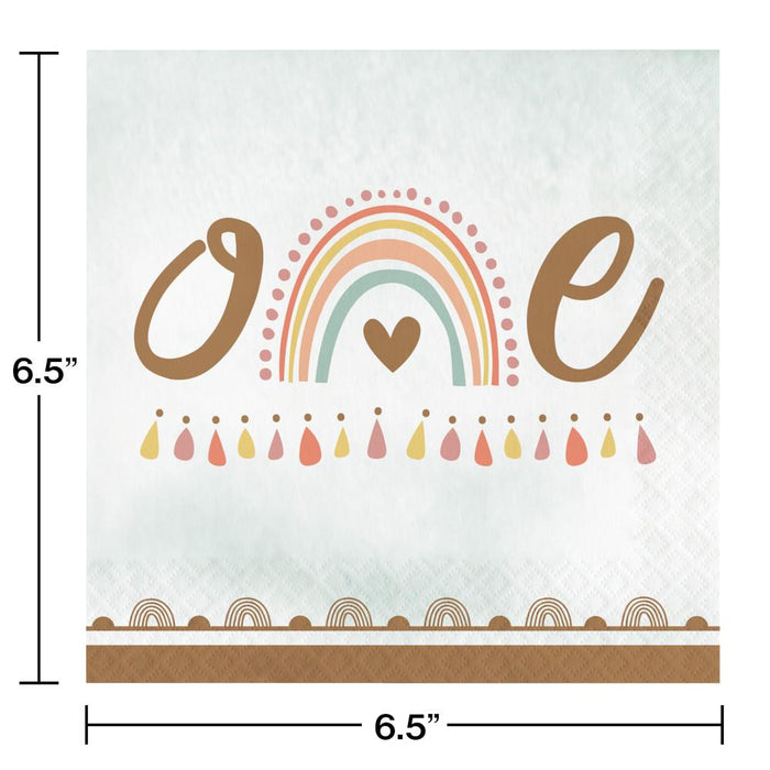 Party Decorations Boho Rainbow Luncheon Napkin, One 16ct