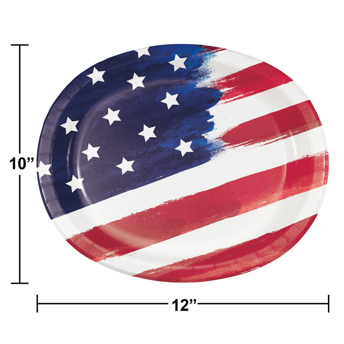 Party Decorations Painterly Patriotic Oval Platter (8/Pkg)