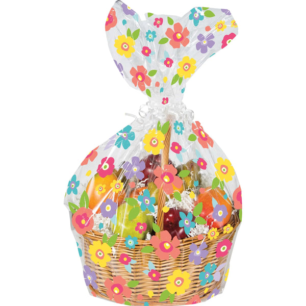 Party Decorations Spring Floral Cello Basket Bag (1/Pkg)