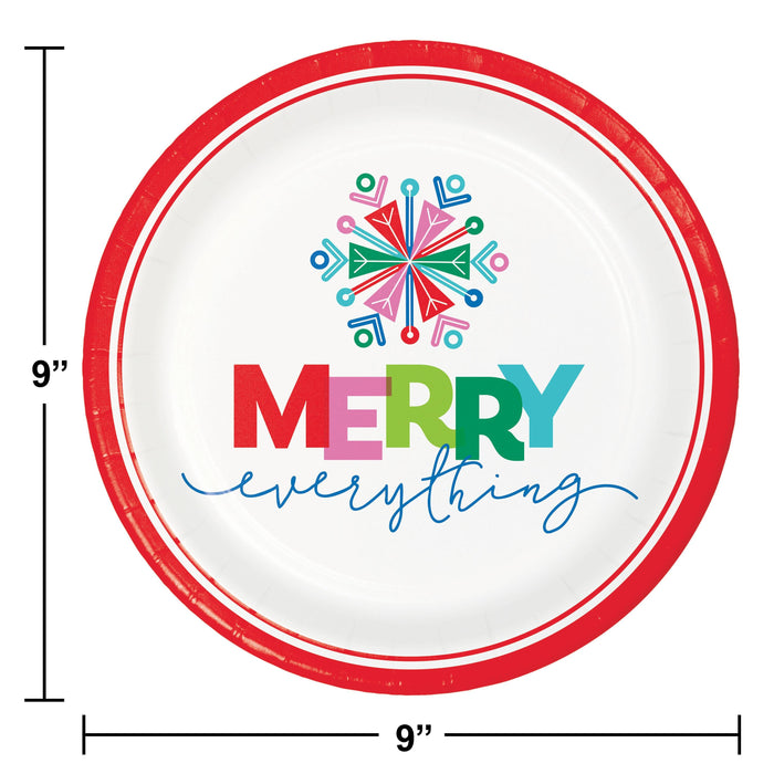 Party Decorations Merry Everything Dinner Plate (8/Pkg)