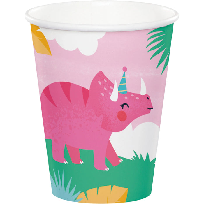 Party Decorations Girl Dino Party Hot/Cold Cup 9oz. (8/Pkg)