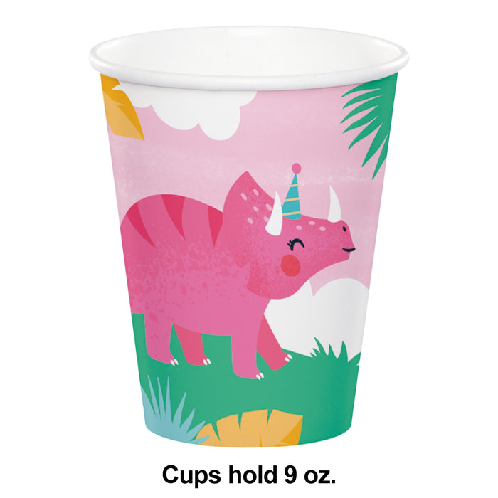 Party Decorations Girl Dino Party Hot/Cold Cup 9oz. (8/Pkg)