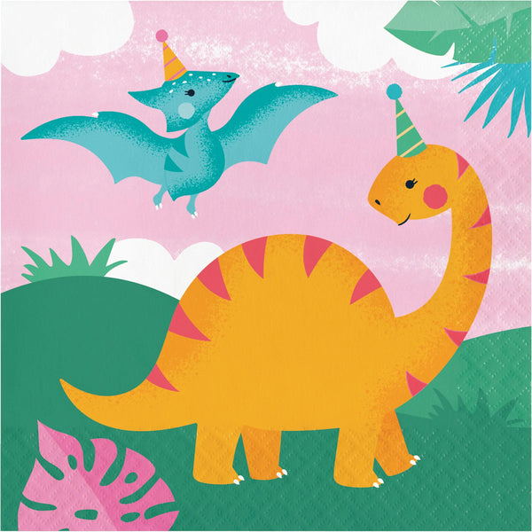 Party Decorations Girl Dino Party 2Ply Luncheon Napkin (16/Pkg)