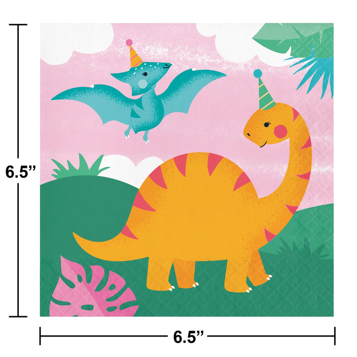 Party Decorations Girl Dino Party 2Ply Luncheon Napkin (16/Pkg)