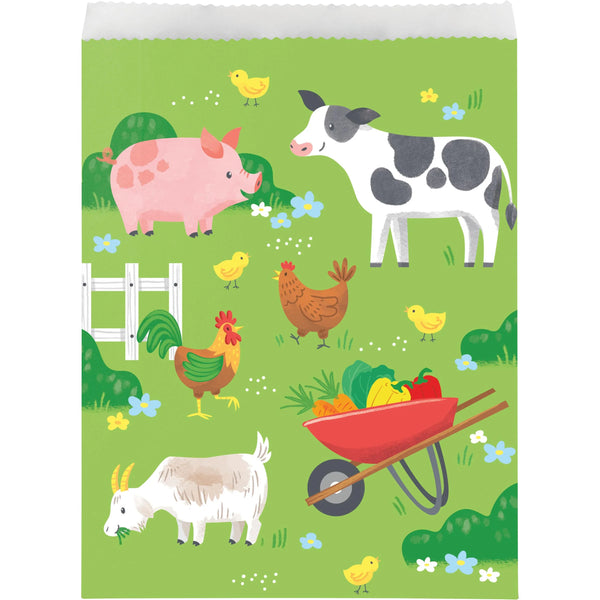 Party Decorations Farm Animals Paper Treat Bags, Large (8/Pkg)