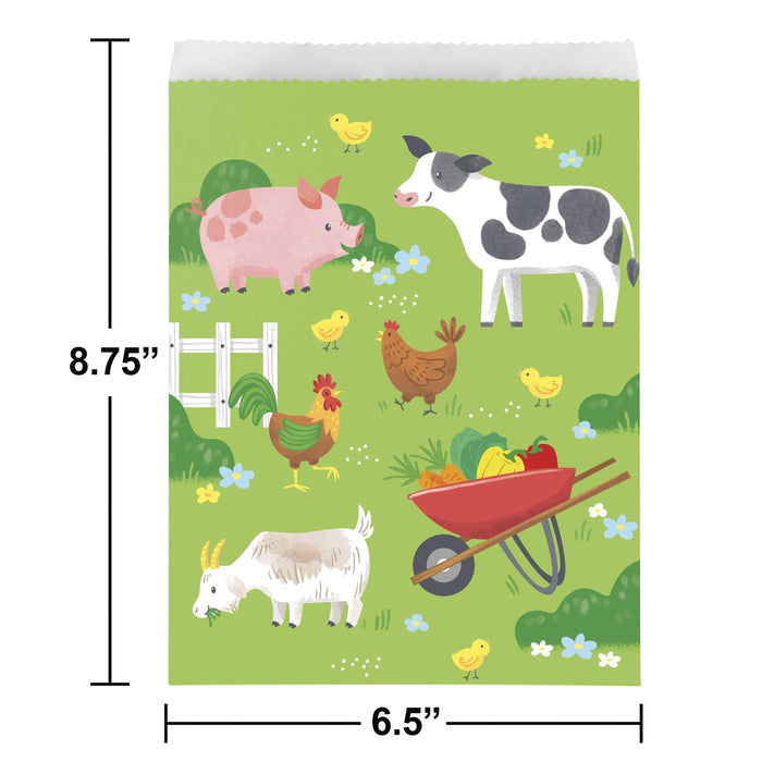 Party Decorations Farm Animals Paper Treat Bags, Large (8/Pkg)