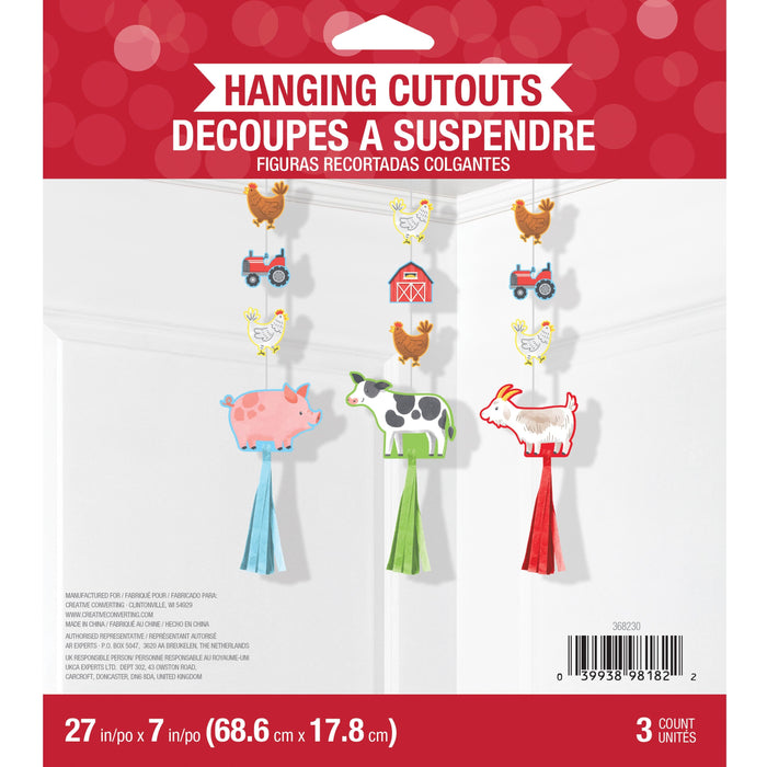 Party Decorations Farm Animals Hanging Cutouts w/ Tassels (3/Pkg)