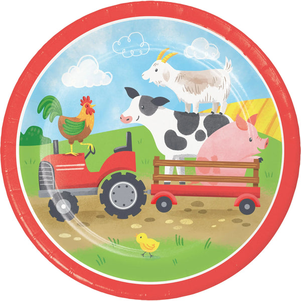 Party Decorations Farm Animals 7 Inch Paper Dessert Plate (8/Pkg)