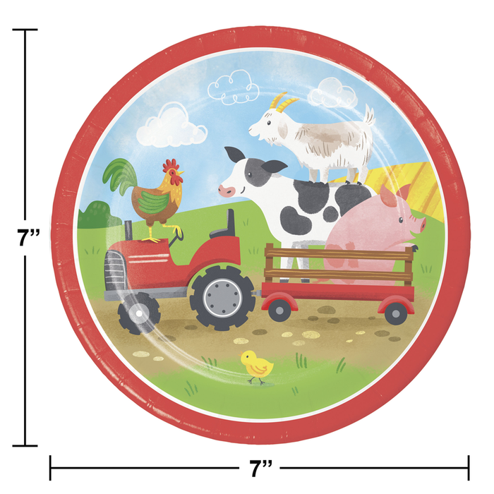 Party Decorations Farm Animals 7 Inch Paper Dessert Plate (8/Pkg)