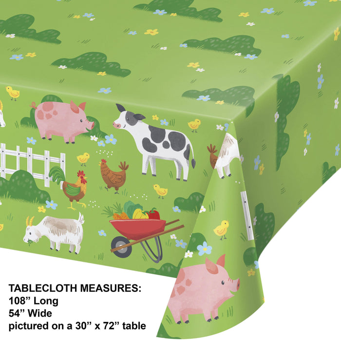 Party Decorations Farm Animals Tablecover, Paper 54"x102" (1/Pkg)