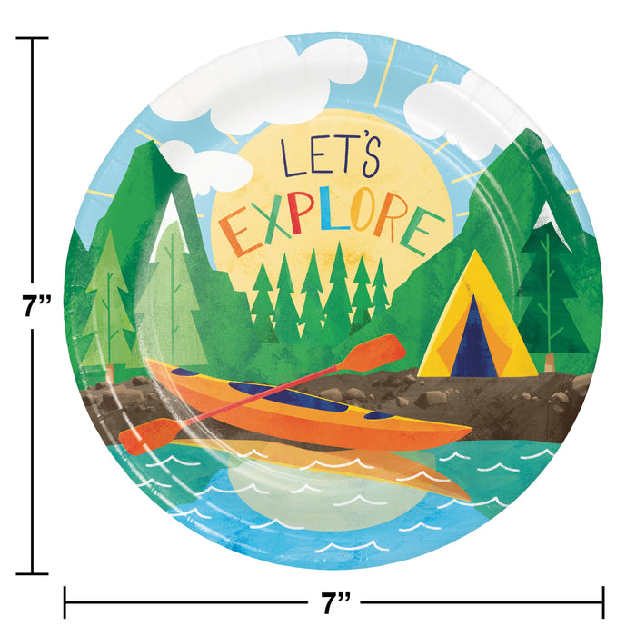 Party Decorations Outdoor Adventure 7 Inch Paper Dessert Plate (8/Pkg)