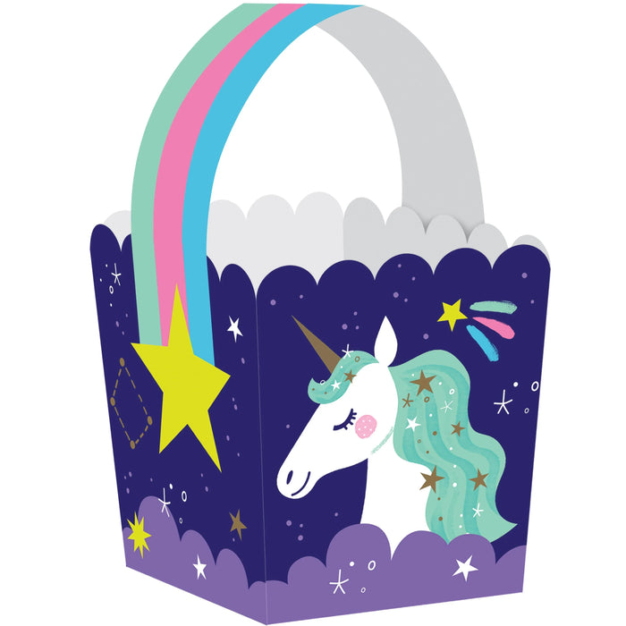 Party Decorations Unicorn Galaxy Treat Box w/ Handle (8/Pkg)