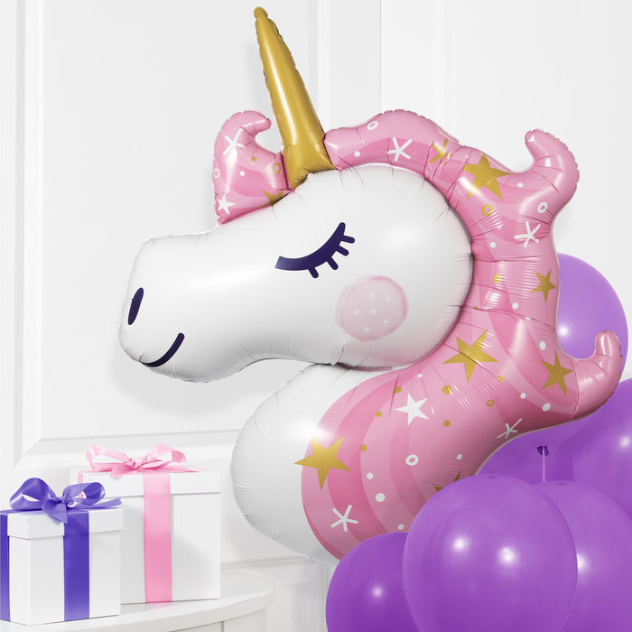 Party Decorations Unicorn Galaxy Metallic Balloon Unicorn Shaped (1/Pkg)