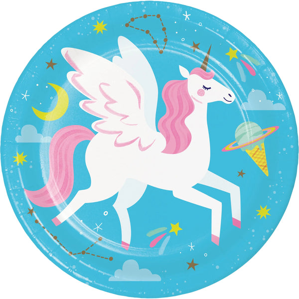 Party Decorations Unicorn Galaxy 7 Inch Paper Dessert Plate (8/Pkg)