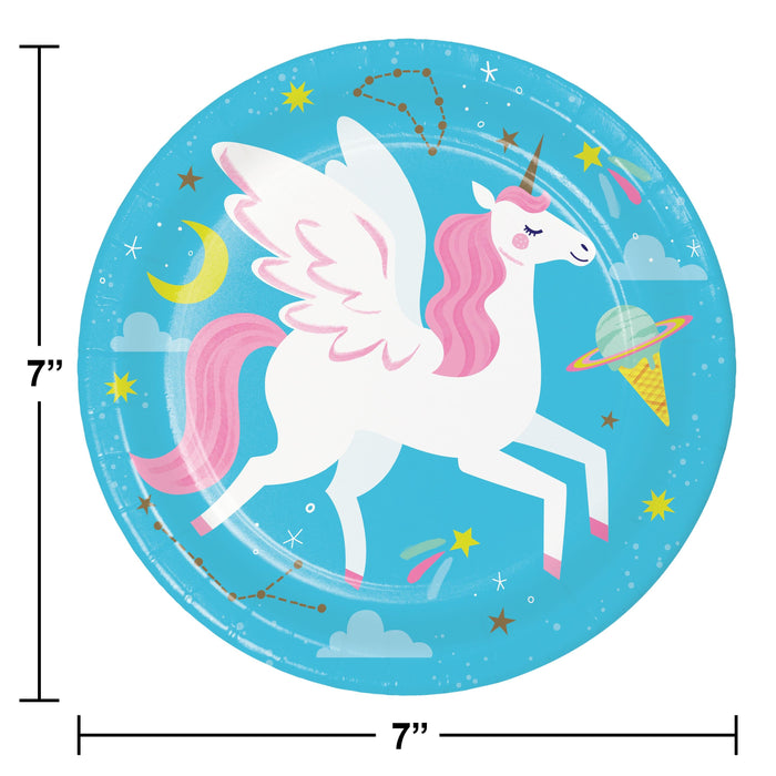 Party Decorations Unicorn Galaxy 7 Inch Paper Dessert Plate (8/Pkg)