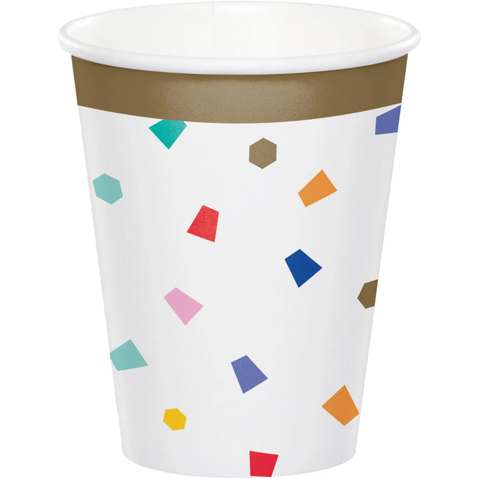 Party Decorations Birthday Confetti Hot/Cold Cup 9oz. (8/Pkg)