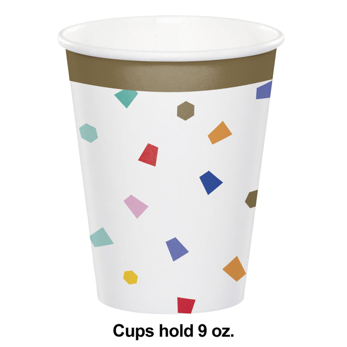 Party Decorations Birthday Confetti Hot/Cold Cup 9oz. (8/Pkg)