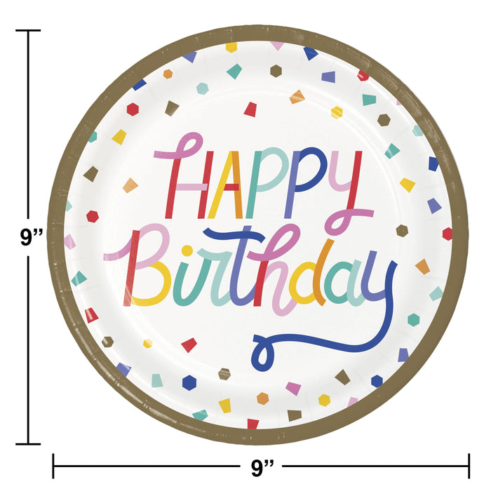 Party Decorations Birthday Confetti Dinner Plate (8/Pkg)