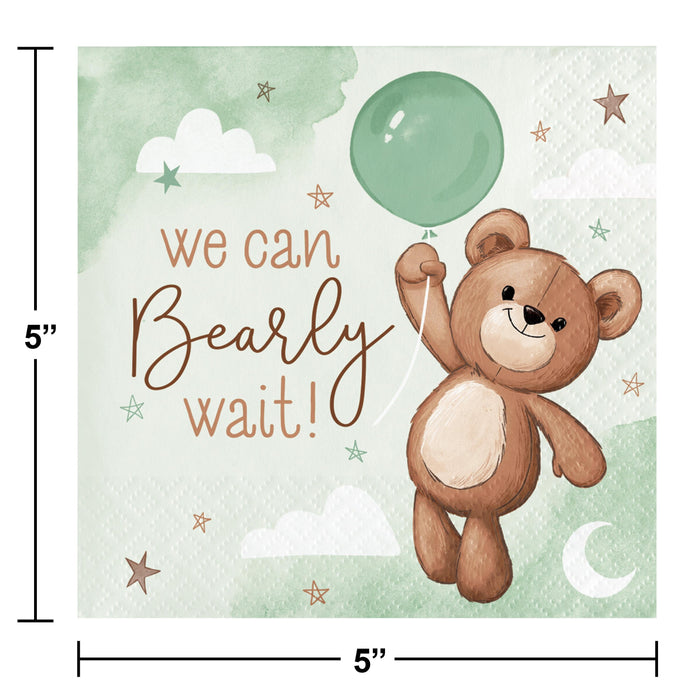 Party Decorations Teddy Bear Beverage 2Ply Napkin (16/Pkg)