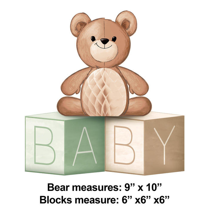 Party Decorations Teddy Bear Centerpiece Baby Blocks w/ Honeycomb (1/Pkg)