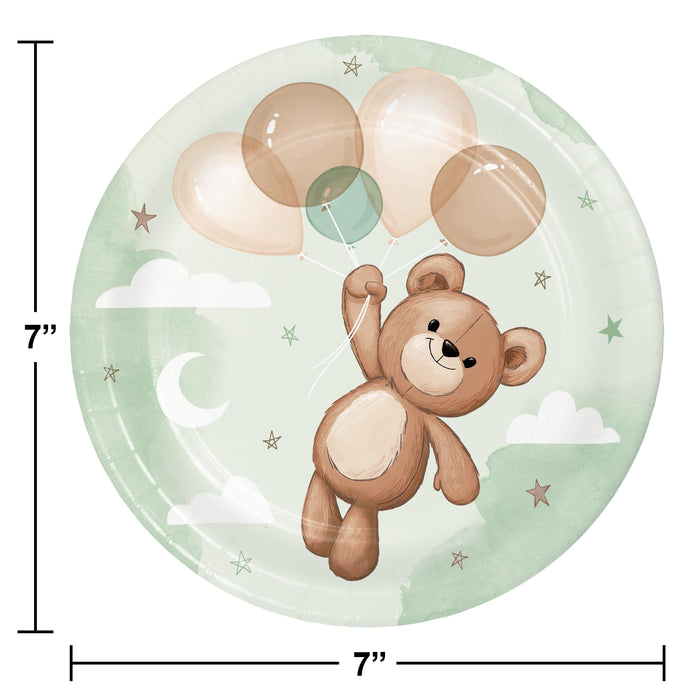 Party Decorations Teddy Bear 7 Inch Paper Dessert Plate (8/Pkg)