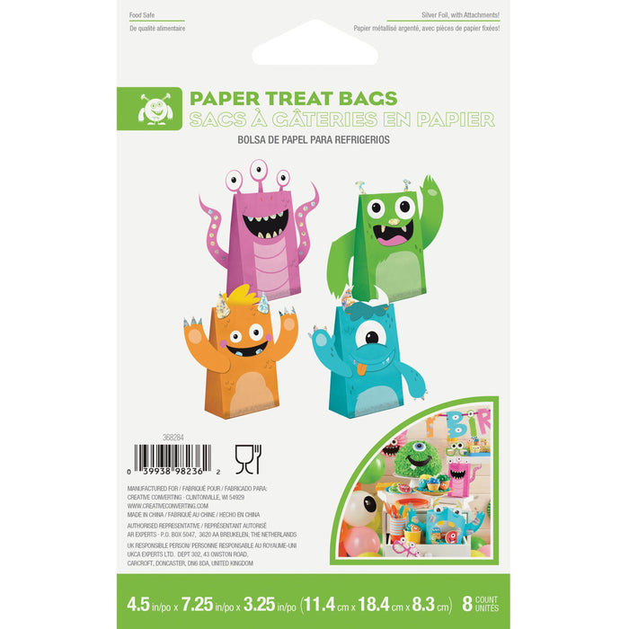 Party Decorations Monsters Paper Treat Bags with Attachments (8/Pkg)