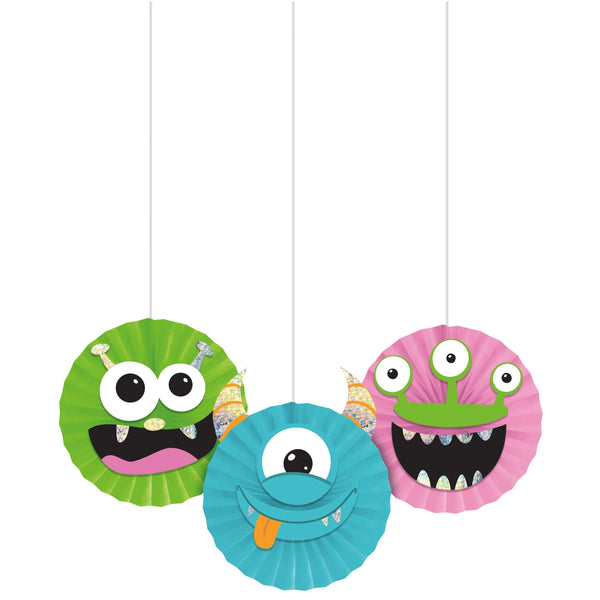 Party Decorations Monsters Hanging Decor w/ Stickers (3/Pkg)