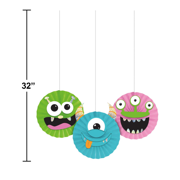 Party Decorations Monsters Hanging Decor w/ Stickers (3/Pkg)