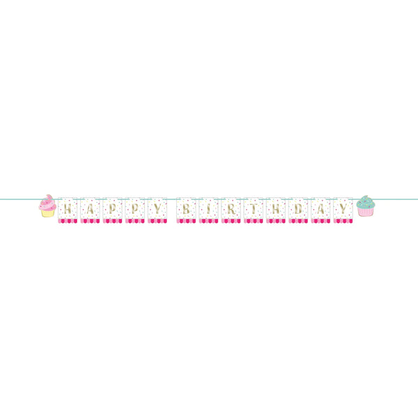 Party Decorations Bakery Sweets Shaped Banner w/ Ribbon, Foil (1/Pkg)