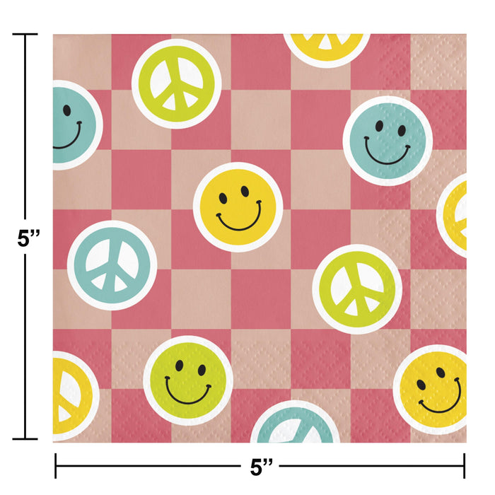 Party Decorations Flower Power Beverage 2Ply Napkin (16/Pkg)