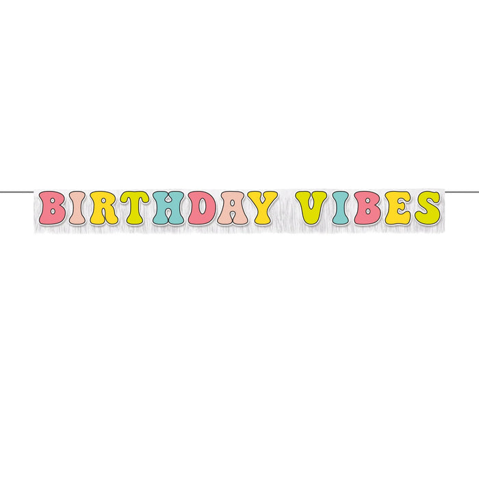 Party Decorations Flower Power Letter Banner w/ Fringe (1/Pkg)