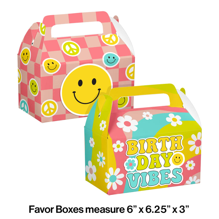 Party Decorations Flower Power Treat Box w/ Dimensional Attachment (4/Pkg)