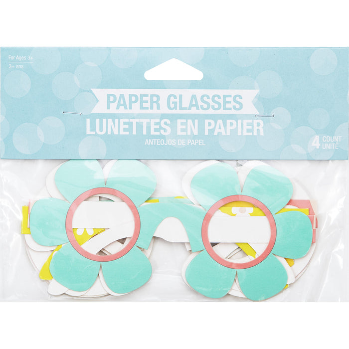 Party Decorations Flower Power Paper Glasses (4/Pkg)