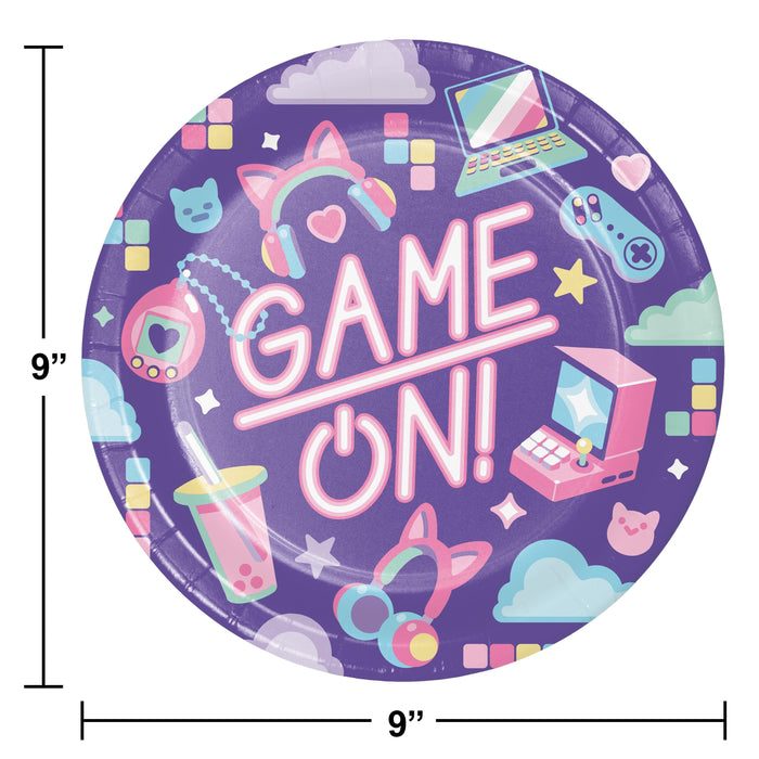 Party Decorations Gamer Girl Dinner Plate (8/Pkg)