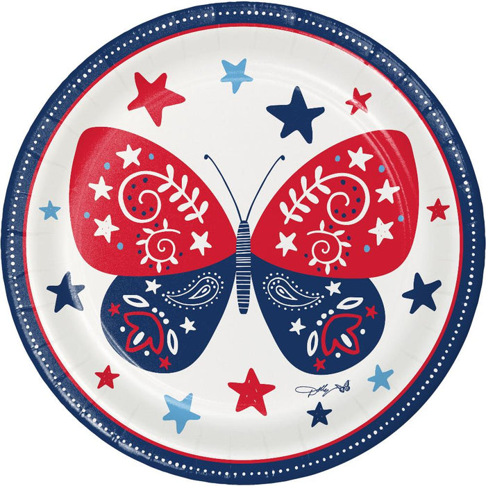 Party Decorations Patriotic Butterflies Dinner Plate (8 per Pkg)