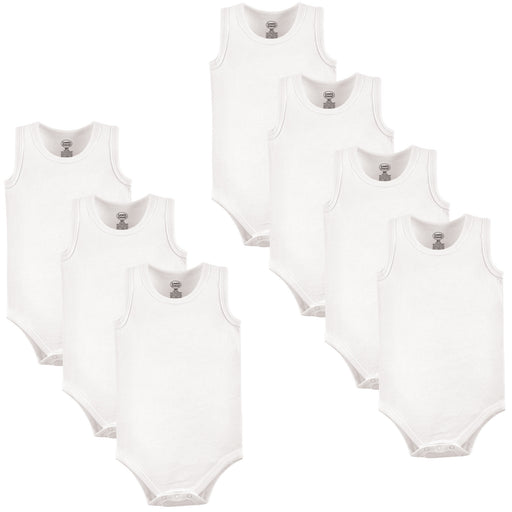 Luvable Friends Cotton Sleeveless Bodysuits 7 Pack, White