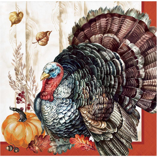 Party Decorations Timeless Turkey Beverage Napkin (16 per Pkg)