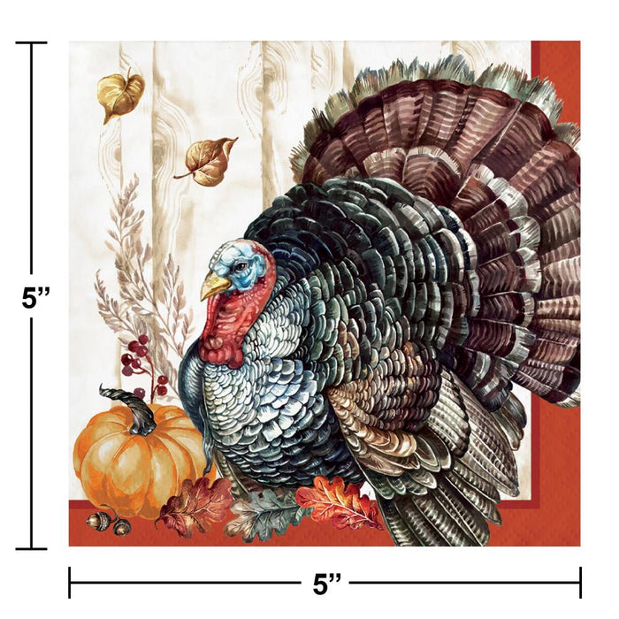 Party Decorations Timeless Turkey Beverage Napkin (16 per Pkg)