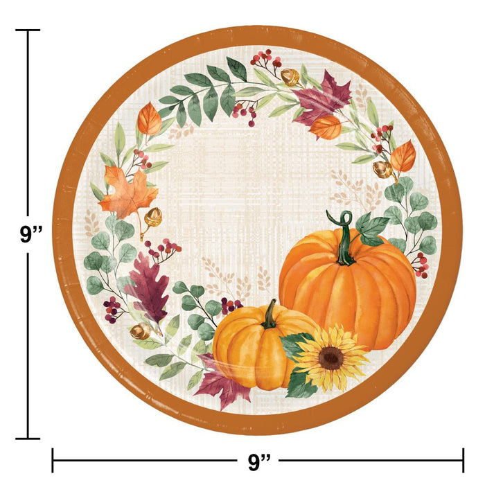 Party Decorations Harvest Wishes Dinner Plate (8 per Pkg)