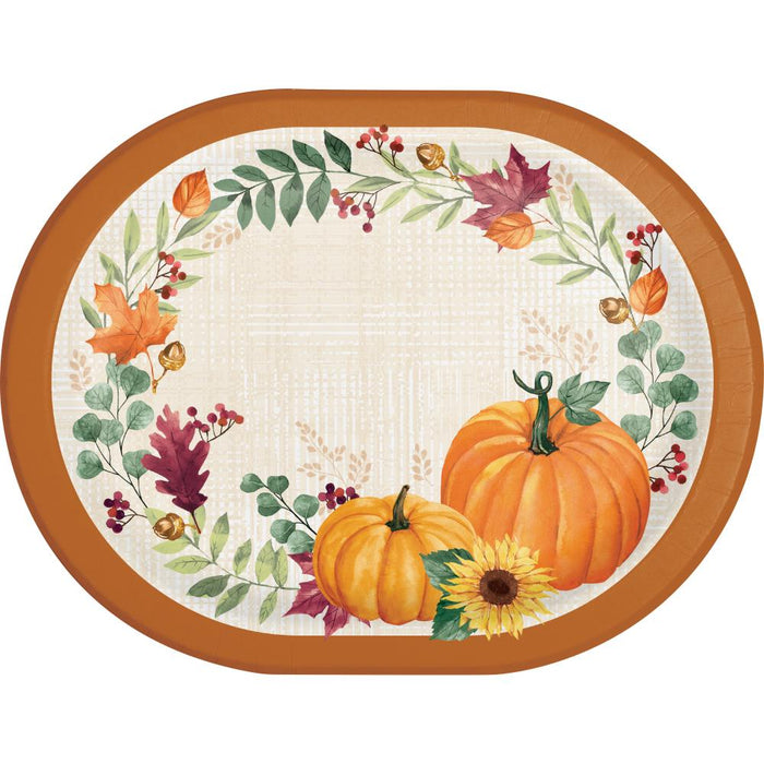 Party Decorations Harvest Wishes Oval Platter (8 per Pkg)