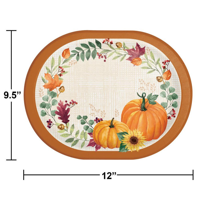 Party Decorations Harvest Wishes Oval Platter (8 per Pkg)