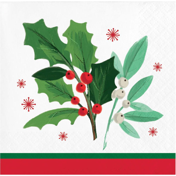 Party Decorations Holly Jolly Christmas Beverage Napkin (16 per Pkg)