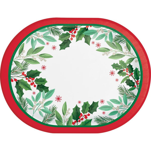 Party Decorations Holly Jolly Christmas Oval Platter (8 per Pkg)