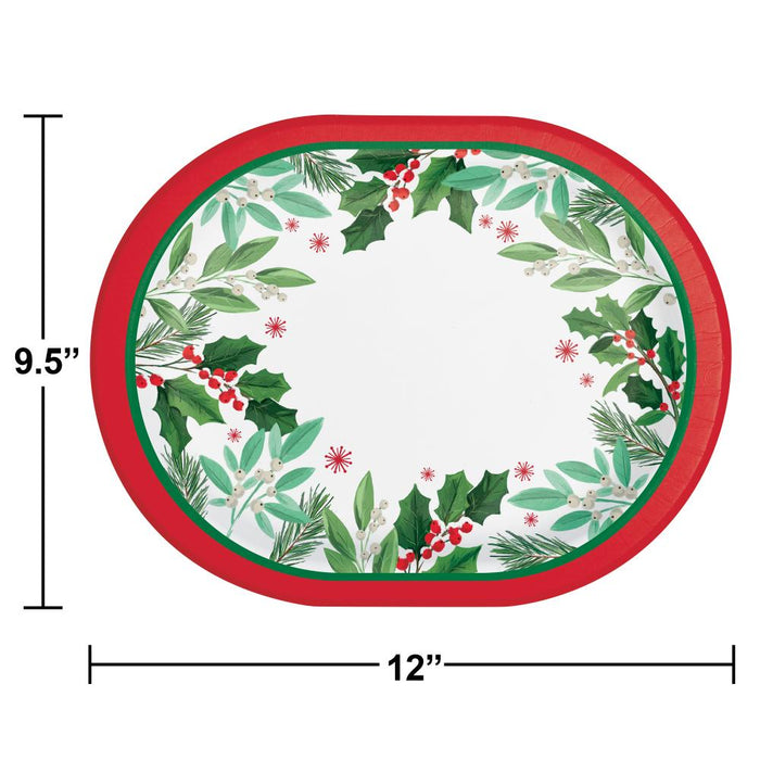 Party Decorations Holly Jolly Christmas Oval Platter (8 per Pkg)