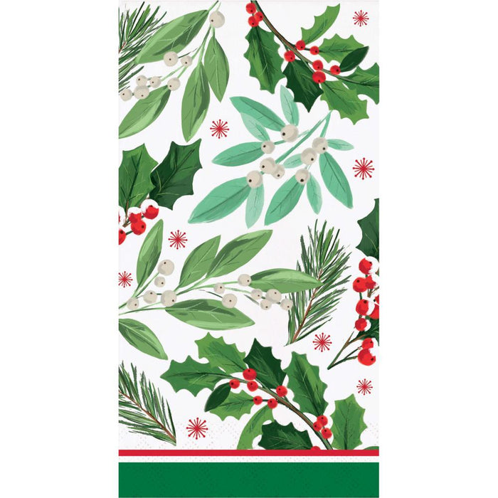 Party Decorations Holly Jolly Christmas Guest Towel (16 per Pkg)